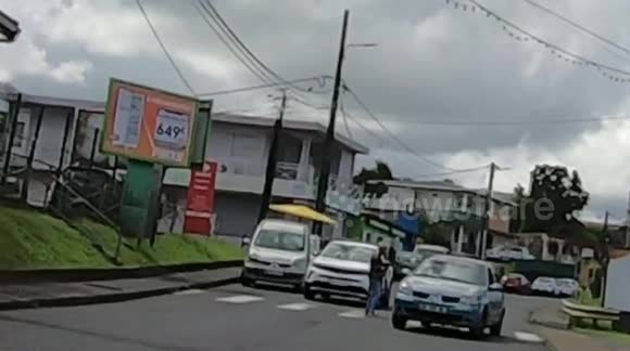 Violation of pedestrian priority on a crosswalk. French island of Martinique, Le Gros-Morne, Caribbean, Antilles, France, 26 October 2025