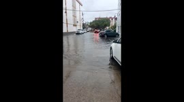 Floodwaters rise after heavy rainstorm  in Ayamonte, Spain