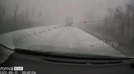 Road accident during snowstorm in Blagoveshchensk, Russia