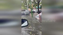 Seville Avenue Turns Into Flooded Chaos As Van Overturns In Storm