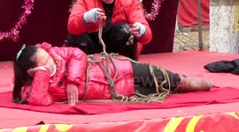 Snakes crawling through the body of little girl