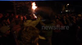 Ottery Flaming Tar Barrels thrill the crowds