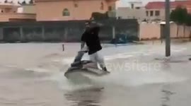 Saudi jet skiing on the streets