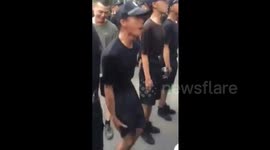 Fresher uses all of his energy to sing military songs