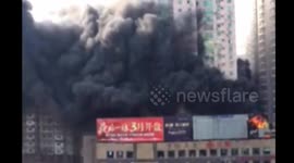 Terrace of a mansion on fire in China