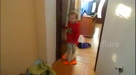 Funny baby  arguing with his father