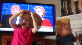Toddlers in Clinton and Trump masks throw 'tantrum' after watching presidential debate