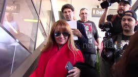 Actress and former Bond Girl Jane Seymour totally has nothing to say to the paparazzzi as she arrives at LAX Airport in Los Angeles, Ca