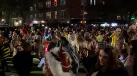 Village Halloween Parade: costumed dancers perform “Thriller” routine
