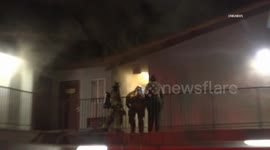 US, Los Angeles: Bellflower Red Roof Inn Hotel Room Fire