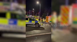 Video shows emergency crews and police on the scene following mass stabbing in the UK