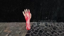 Zombie walk takes over Copacabana in Rio de Janeiro