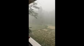 Homes destroyed by freak tornado in Indonesia