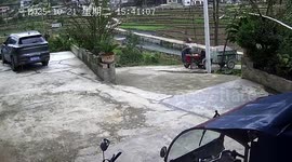 Bungling workers lose control of tractor sending it tumbling down hill