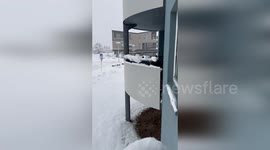 First snow of winter blankets Reykjavik in Iceland