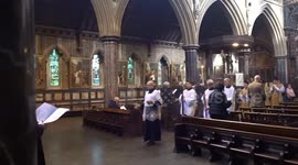 All Souls Day service at St Cuthberts Earls Court with church procession to organ music