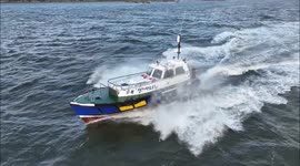 Pilot Vessel battles big swells and spray on lough foyle - drone footage