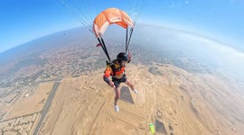 Stunning aerial view of the pyramids during skydiving festival in Cairo, Egypt