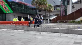 Police guard ICC after blockade of weapons expo in Sydney, Australia