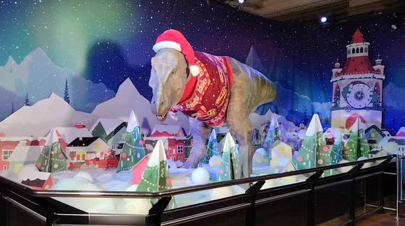 Santa Jaws! Natural History Museum unveils festive T. rex display