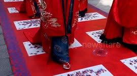 China: Grand wedding ceremony featuring Tang-dynasty attire embraces traditional Chinese culture