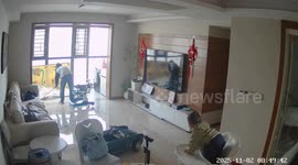 Mother slips while baby topples in Hubei, China