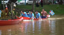 Traditional boats race again in Cambodia's Siem Reap as water festival returns