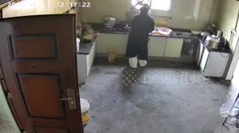 Shocking moment pressure cooker explodes as wife prepares meal