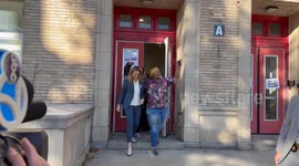 NJ-GOV: Mikie Sherrill exits her polling location, greets people, and takes photos