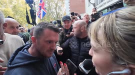 Tommy Robinson confronts female journalist over coverage of court case
