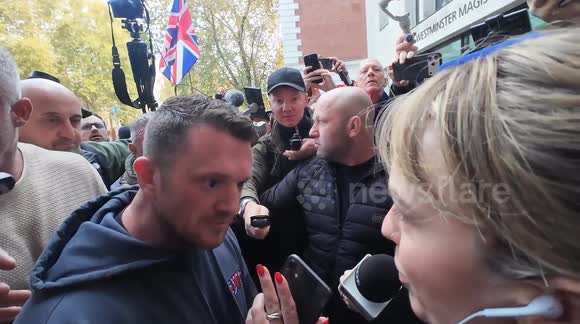 Tommy Robinson confronts female journalist over coverage of court case