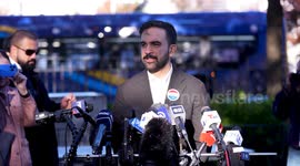 New York mayoral candidate Zohran Mamdani holds press briefing after casting vote