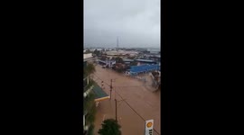Typhoon Kalmaegi causes severe flooding seen from building