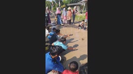 Children fishing in Wonokerto village, Lampung, Indonesia