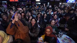 Supporters in New York celebrate Zohran Mamdani's historic election victory