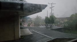Typhoon Tino powerful winds and heavy rain in Mandaue, Cebu, Philippines