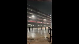 Thunderstorm batters Gampel Pavilion in Storrs, Connecticut, USA