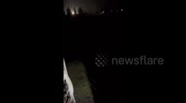 US: Lightning Flash During Hailstorm Near Interlaken, NY