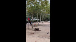 Happy Kid Escapes Mom in Big Puddle