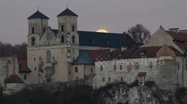 Full ‘Beaver Moon’ creates stunning view over Krakow’s Benedictine Abbey