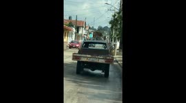 Dog Rides on Top of Old Pickup