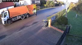 Horror moment Kia pins screaming binman's legs between car and lorry