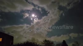 Full Beaver Supermoon lights up the sky before windstorm in Pennsylvania, USA