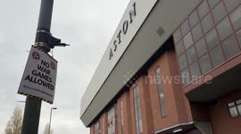 Protest banners displayed around Villa Park before Aston Villa–Maccabi Tel Aviv match