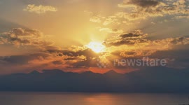 Vivid sunset paints Antalya sky over Mediterranean