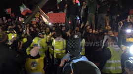 Aston Villa fans FACE OFF with pro-Palestine demonstrators in Birmingham crunch football match