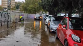 Heavy rain causes flooding in Cerdanyola del Vallès, Spain