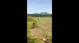 Philippine Air Force helicopter makes emergency landing while surveying typhoon damage