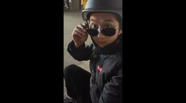 Motorcyclist thrown off bike after hitting stairs in Guizhou, China