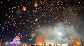 Lanterns light up the night sky in Chiang Mai, Thailand